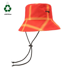 Recycled Plastic Polyester Bucket Hat Rpet Canvas Allover Printed Bob Hat with Adjustable String Holder recycle custom hat